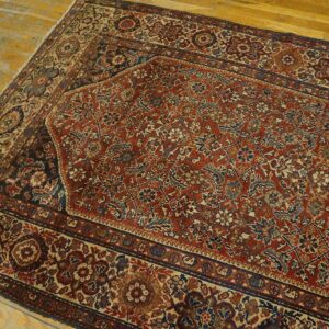 Antique Persian Malayer Carpet 4'3"×6'2" Claret Red & Ivory, Circa 1920 - detail view 4