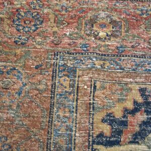Antique Persian Malayer Carpet 12'4"×14'8" Dark Blue Allover Palmette, Burnt Rust Border, Circa 1890 - detail view 5