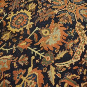 Antique Persian Malayer Carpet 12'4"×14'8" Dark Blue Allover Palmette, Burnt Rust Border, Circa 1890 - detail view 6