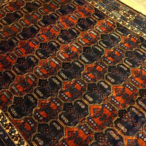 Antique Persian Malayer Carpet 4'11"×6'10" Navy Field, Rust Border, Circa 1920 - detail view 2