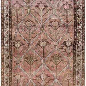 Antique Persian Malayer Carpet 4'4"×6'4" Rose Pink, Ivory Border, Circa 1925
