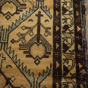Antique Persian Malayer Carpet 4'4"×6'4" Rose Pink, Ivory Border, Circa 1925 - detail view 3