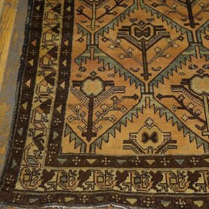 Antique Persian Malayer Carpet 4'4"×6'4" Rose Pink, Ivory Border, Circa 1925 - detail view 4
