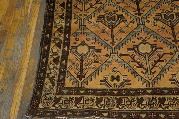 Antique persian malayer carpet 4'4"×6'4" rose pink, ivory border, circa 1925 - detail view 4