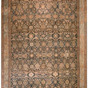 Antique Persian Malayer Carpet 11'10"×16'6" Slate & Light Blue, Circa 1900