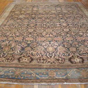 Antique Persian Malayer Carpet 11'10"×16'6" Slate & Light Blue, Circa 1900 - detail view 2