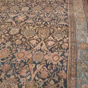 Antique Persian Malayer Carpet 11'10"×16'6" Slate & Light Blue, Circa 1900 - detail view 4