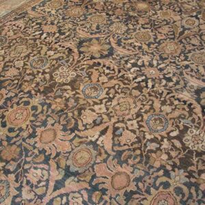 Antique Persian Malayer Carpet 11'10"×16'6" Slate & Light Blue, Circa 1900 - detail view 5