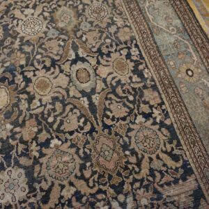 Antique Persian Malayer Carpet 11'10"×16'6" Slate & Light Blue, Circa 1900 - detail view 6