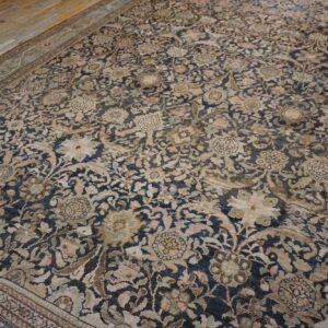 Antique Persian Malayer Carpet 11'10"×16'6" Slate & Light Blue, Circa 1900 - detail view 7