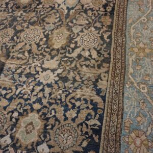 Antique Persian Malayer Carpet 11'10"×16'6" Slate & Light Blue, Circa 1900 - detail view 8