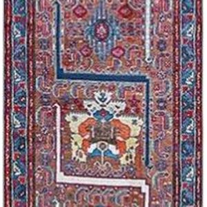 Antique Persian Malayer Runner 2'10"×16'2" Red Geometric, Hand-Knotted Wool, Circa 1930
