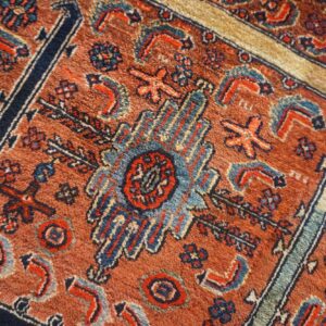 Antique Persian Malayer Runner 2'10"×16'2" Red Geometric, Hand-Knotted Wool, Circa 1930 - detail view 9