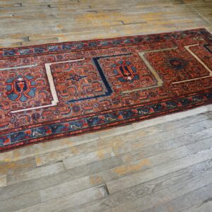 Antique Persian Malayer Runner 2'10"×16'2" Red Geometric, Hand-Knotted Wool, Circa 1930 - detail view 1