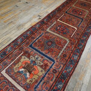 Antique Persian Malayer Runner 2'10"×16'2" Red Geometric, Hand-Knotted Wool, Circa 1930 - detail view 2