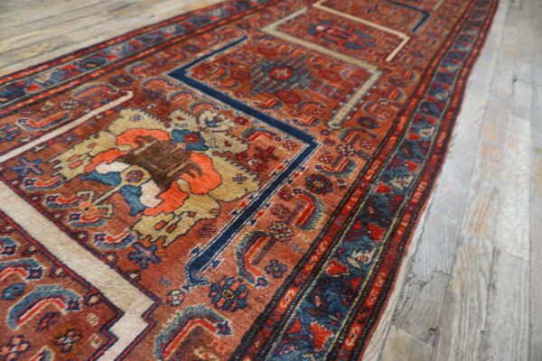 Antique persian malayer runner 2'10"×16'2" red geometric, hand-knotted wool, circa 1930 - detail view 3
