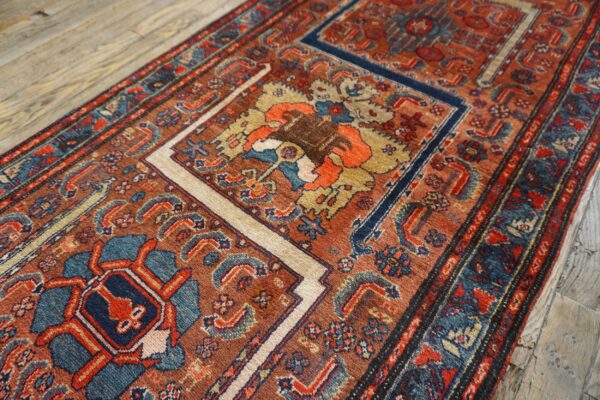 Antique persian malayer runner 2'10"×16'2" red geometric, hand-knotted wool, circa 1930 - detail view 4