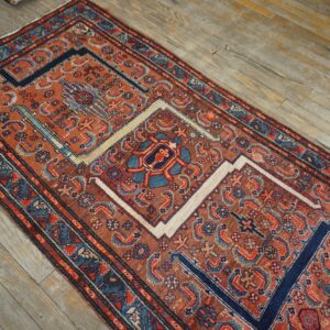 Antique Persian Malayer Runner 2'10"×16'2" Red Geometric, Hand-Knotted Wool, Circa 1930 - detail view 5
