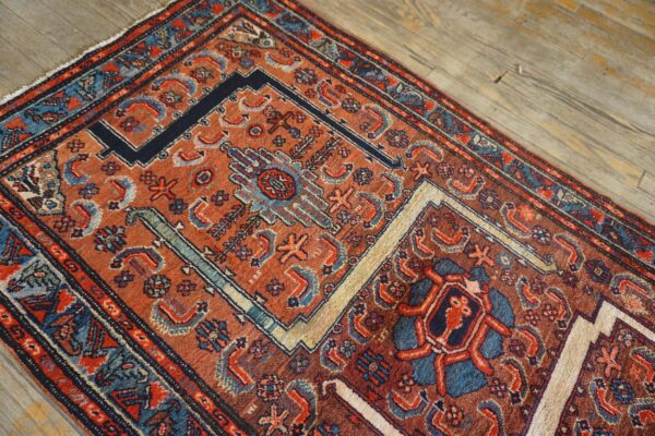 Antique persian malayer runner 2'10"×16'2" red geometric, hand-knotted wool, circa 1930 - detail view 6