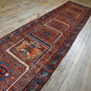 Antique Persian Malayer Runner 2'10"×16'2" Red Geometric, Hand-Knotted Wool, Circa 1930 - detail view 7