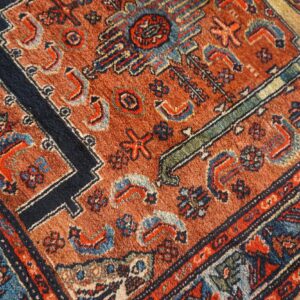 Antique Persian Malayer Runner 2'10"×16'2" Red Geometric, Hand-Knotted Wool, Circa 1930 - detail view 8