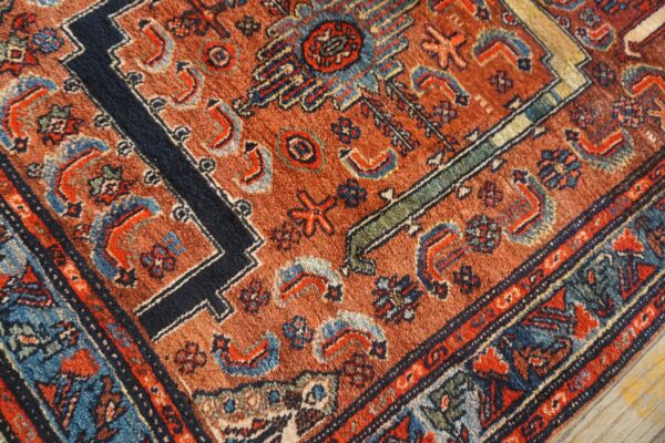 Antique persian malayer runner 2'10"×16'2" red geometric, hand-knotted wool, circa 1930 - detail view 8