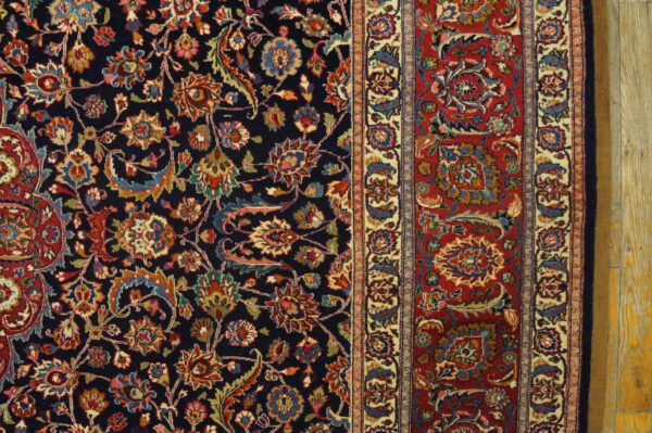 Antique persian mashhad rug 8'2"ã—11'1" hand-knotted wool, northeastern persia - detail view 6