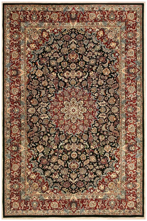 Antique persian mashhad rug 6'7"ã—9'10" hand-knotted wool, northeastern persia