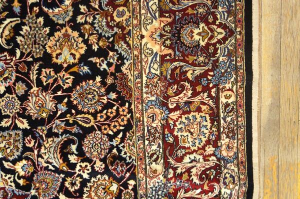 Antique persian mashhad rug 6'7"ã—9'10" hand-knotted wool, northeastern persia - detail view 2