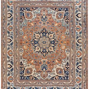 Antique Persian Moud Khorasan Carpet 10'6"×13'10" Burnt Rust Medallion, Ivory Border, Circa 1930