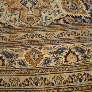 Antique Persian Moud Khorasan Carpet 10'6"×13'10" Burnt Rust Medallion, Ivory Border, Circa 1930 - detail view 6