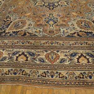 Antique Persian Moud Khorasan Carpet 10'6"×13'10" Burnt Rust Medallion, Ivory Border, Circa 1930 - detail view 7