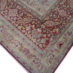 Antique Persian Moud Rug 10'1"×13'7" Blue Floral, Hand-Knotted Wool, 1920s - detail view 5