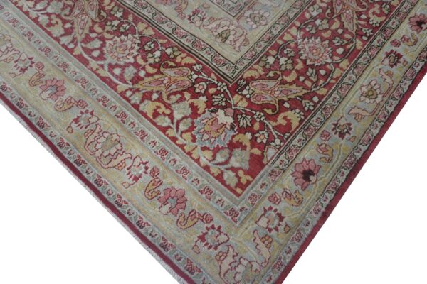 Antique persian moud rug 10'1"×13'7" blue floral, hand-knotted wool, 1920s - detail view 5