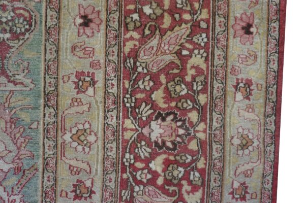 Antique persian moud rug 10'1"×13'7" blue floral, hand-knotted wool, 1920s - detail view 6