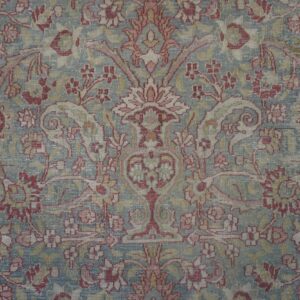 Antique Persian Moud Rug 10'1"×13'7" Blue Floral, Hand-Knotted Wool, 1920s - detail view 8