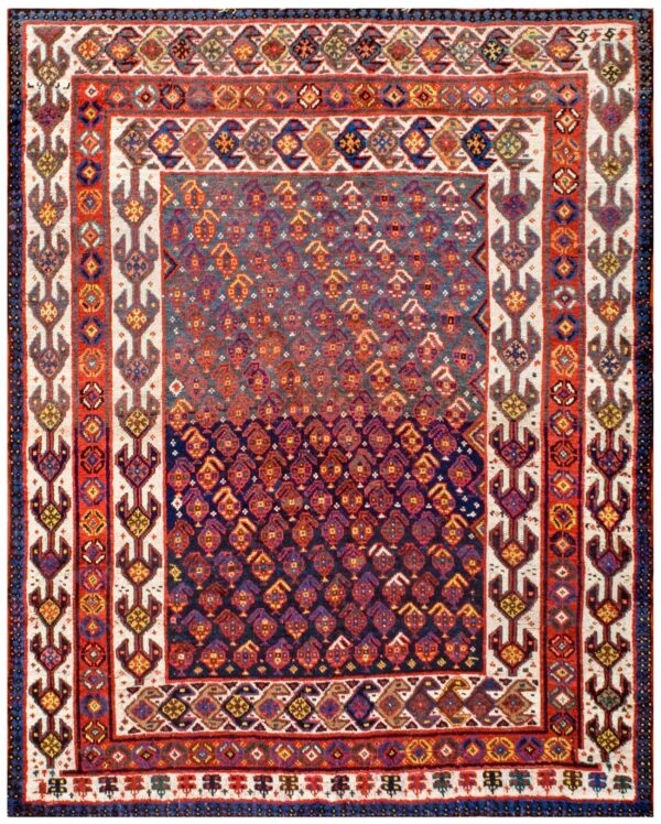 Antique persian qashqai (ghashgaie) carpet 5'8"×6'6" late 19th century, tribal south persian