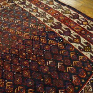 Antique Persian Qashqai (Ghashgaie) Carpet 5'8"×6'6" Late 19th Century, Tribal South Persian - detail view 3
