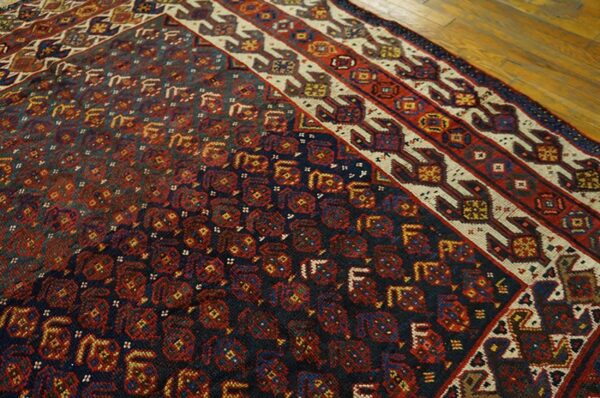 Antique persian qashqai (ghashgaie) carpet 5'8"×6'6" late 19th century, tribal south persian - detail view 3