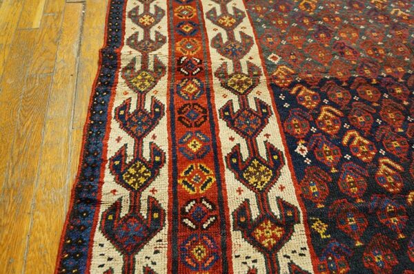 Antique persian qashqai (ghashgaie) carpet 5'8"×6'6" late 19th century, tribal south persian - detail view 4