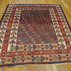 Antique Persian Qashqai (Ghashgaie) Carpet 5'8"×6'6" Late 19th Century, Tribal South Persian - detail view 5