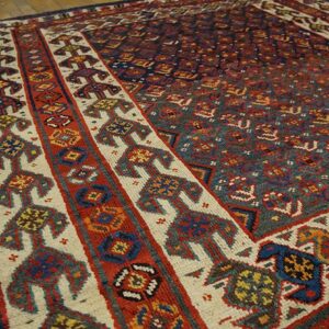 Antique Persian Qashqai (Ghashgaie) Carpet 5'8"×6'6" Late 19th Century, Tribal South Persian - detail view 6