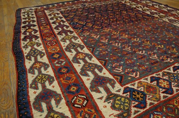 Antique persian qashqai (ghashgaie) carpet 5'8"×6'6" late 19th century, tribal south persian - detail view 6