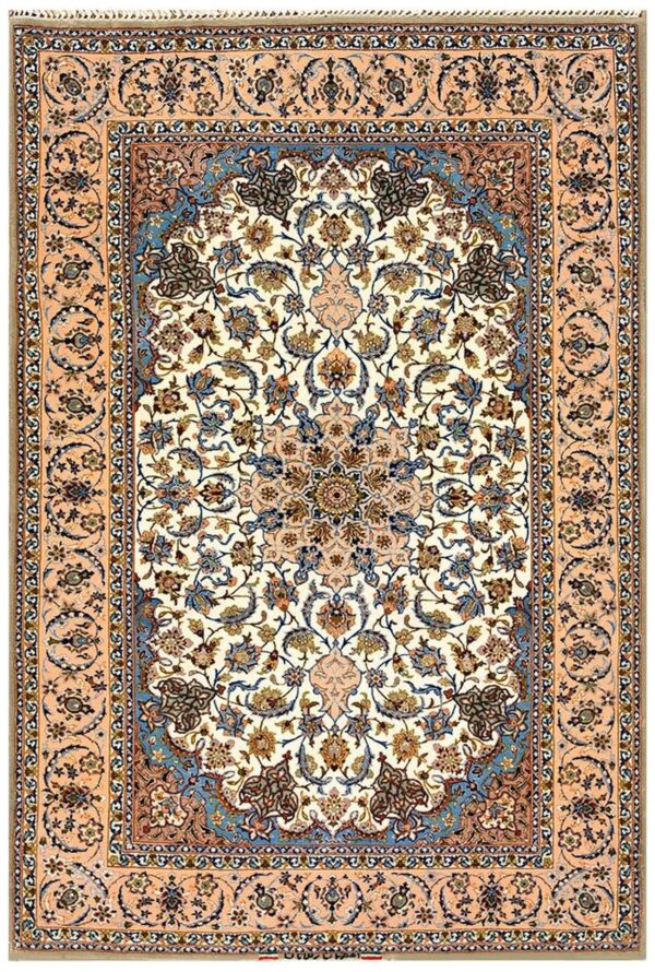 Antique persian qum rug 4'8"×6'8" hand-knotted, central persia