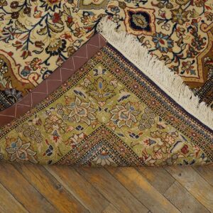 Antique Persian Qum Rug 4'8"×6'8" Hand-Knotted, Central Persia - detail view 3