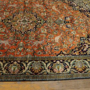 Antique Persian Qum Silk Rug 4'7"Ã—7'4" Hand-Knotted Silk, Central Persia - detail view 3