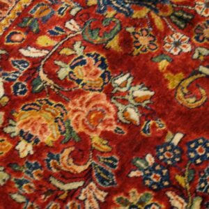 Antique Persian Sarouk Rug 11'4"×17'9" Red Floral, Hand-Knotted Wool, 1930s - detail view 9