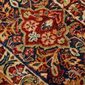 Antique Persian Sarouk Rug 11'4"×17'9" Red Floral, Hand-Knotted Wool, 1930s - detail view 3