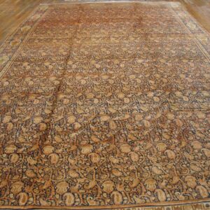 Antique Persian Senneh Rug 12'×22'6" Blue Foliate Design, 1900s - detail view 1
