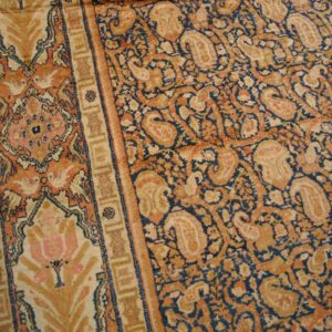 Antique Persian Senneh Rug 12'×22'6" Blue Foliate Design, 1900s - detail view 2